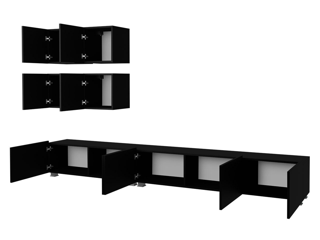 Mirjan24 Wohnwand Calabrini XVIII, (6er-Set, 2x TV-Lowboard, 4x Wandregal), ohne Griffe