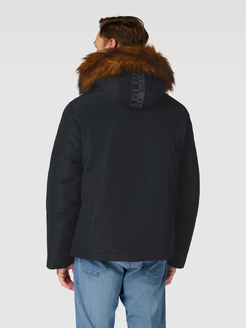 Jacke mit Kunstfellbesatz Modell 'EXPLORER' in schwarz