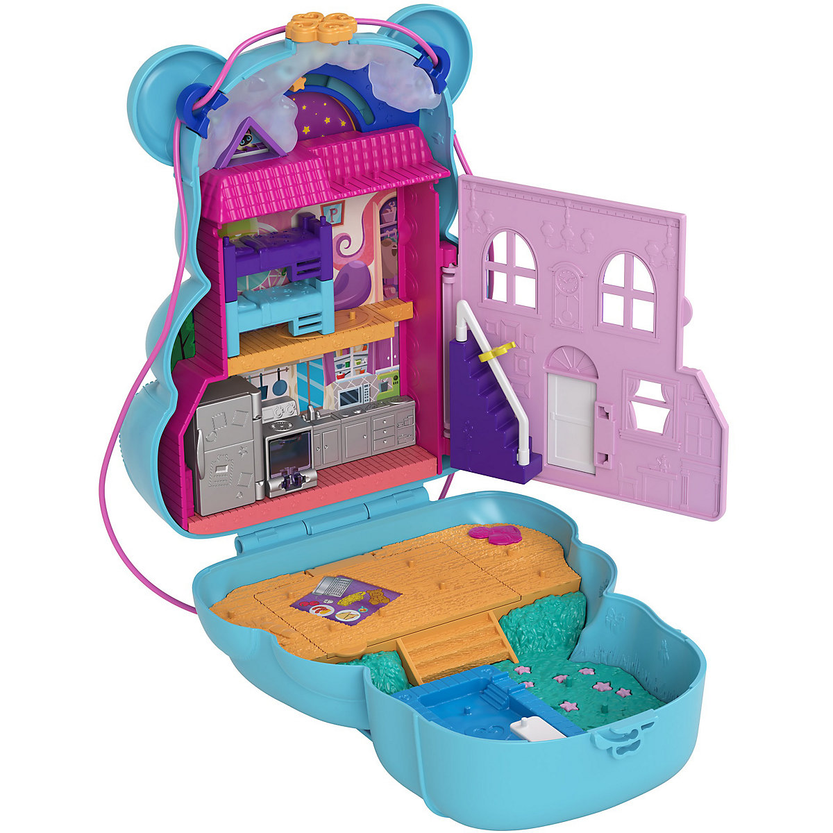Polly Pocket Sleepover Teddybär-Tasche, inkl. 2 Figuren & Zubehör