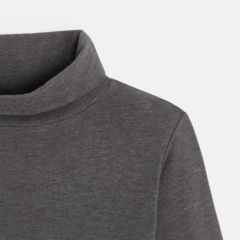 T-shirt stretch col roulé uni gris garçon