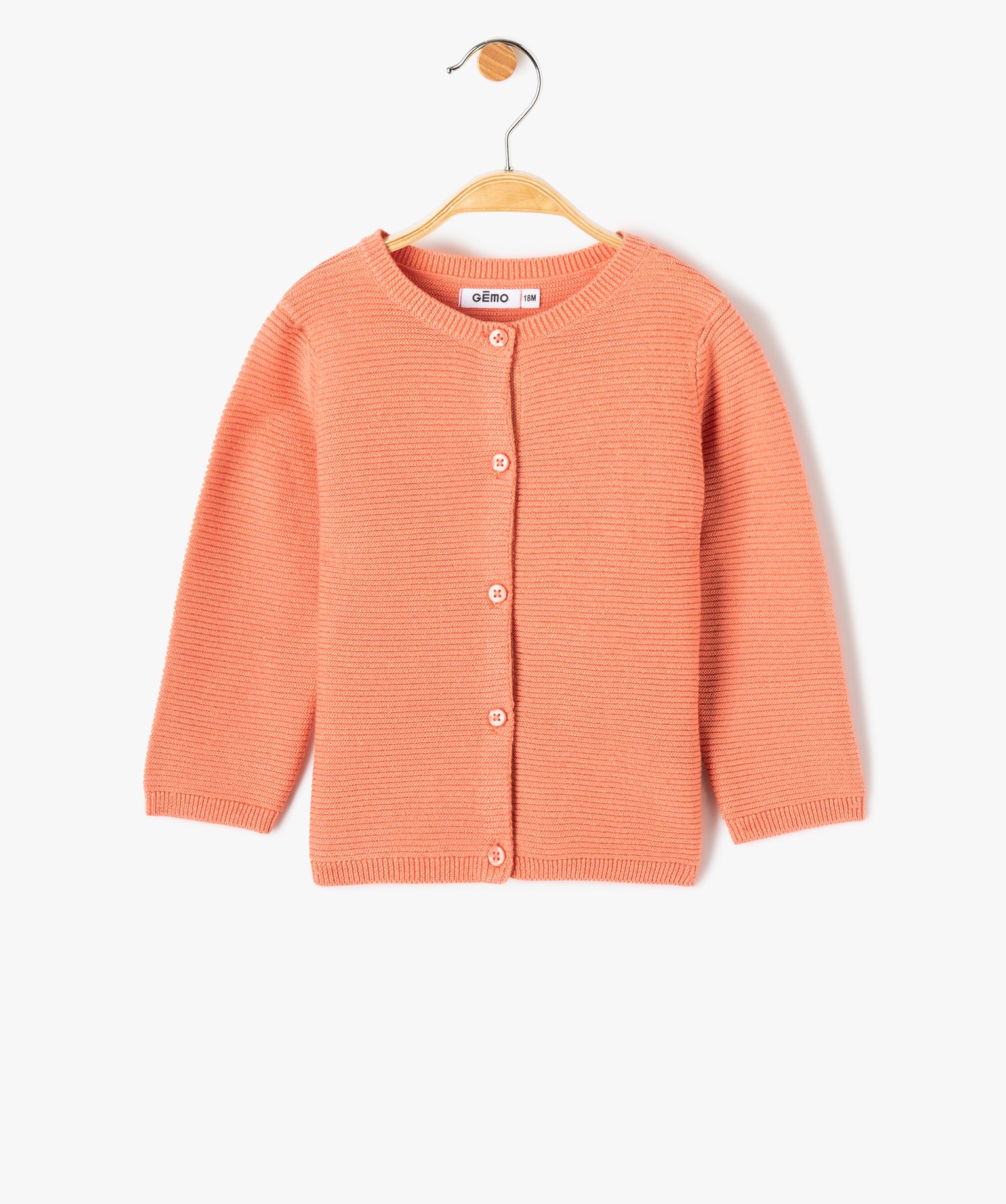 Gilet bébé fille à col rond en maille pailletée rose | GEMO