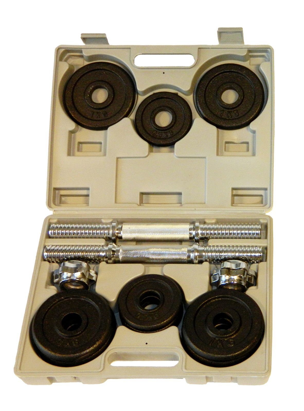 Best Sporting Hantel-Set 2er Hantelset Kurzhantel Hantelkoffer Set 15 kg aus Gusseisen mit Stellringen, Hanteln verstellbar für Männer und Frauen - Für Dein Workout mit Dumbbells - Adjustable Dumbbell Set