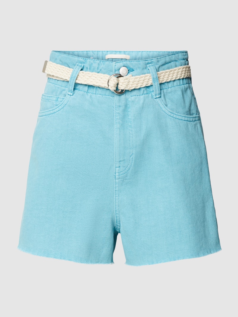 Jeansshorts aus Baumwolle mit Gürtel in türkis