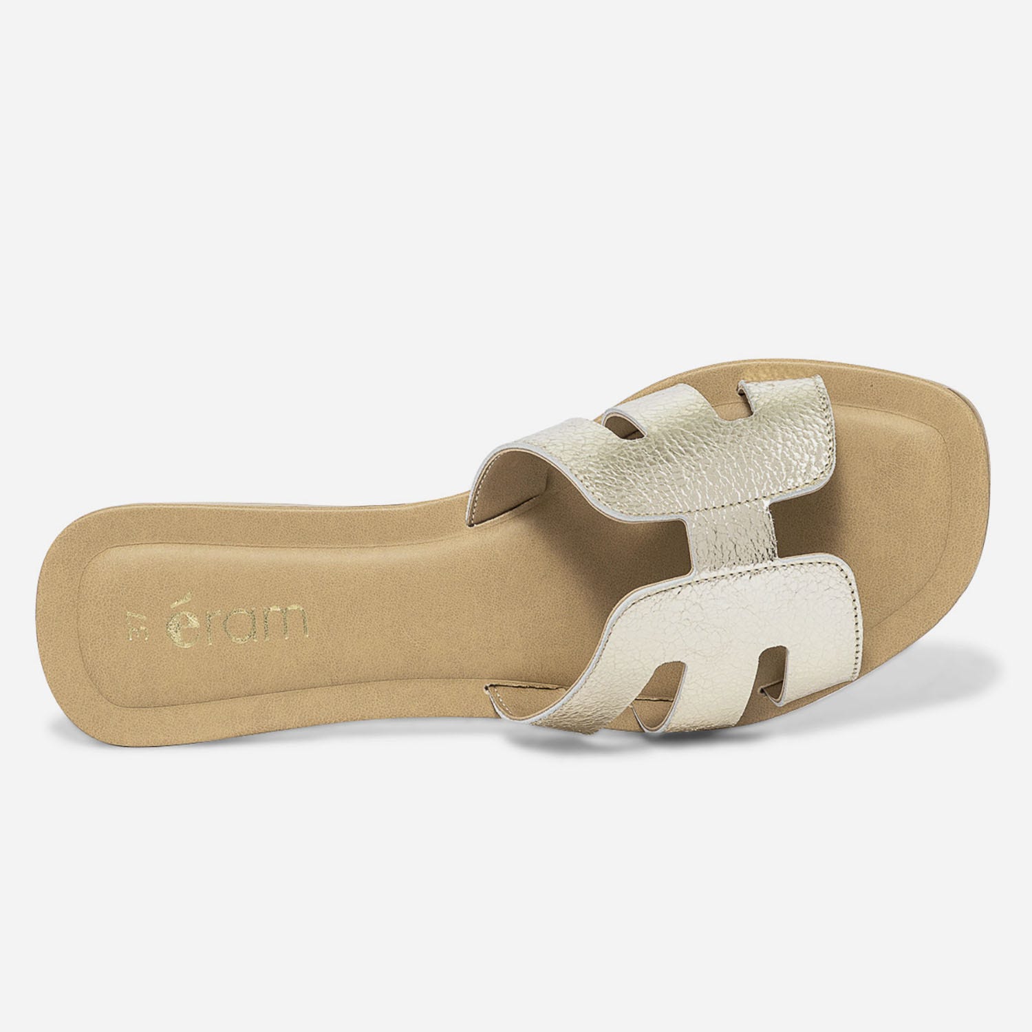 Mule or en cuir grainé