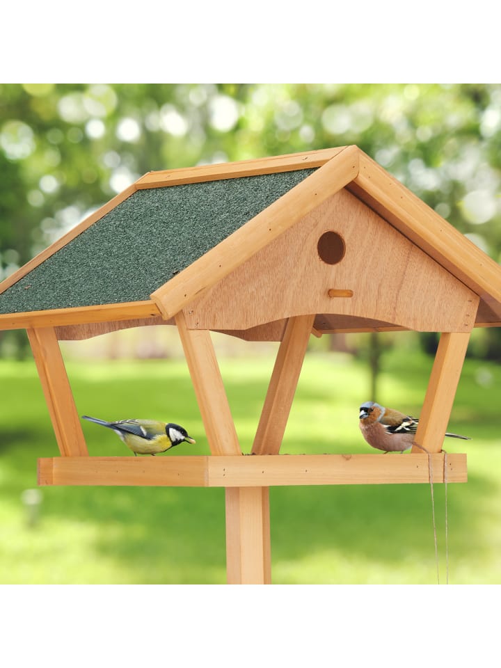 relaxdays Vogelfutterhaus in Natur/ Grün - (B)66 x (H)137 x (T)59 cm günstig kaufen onesize