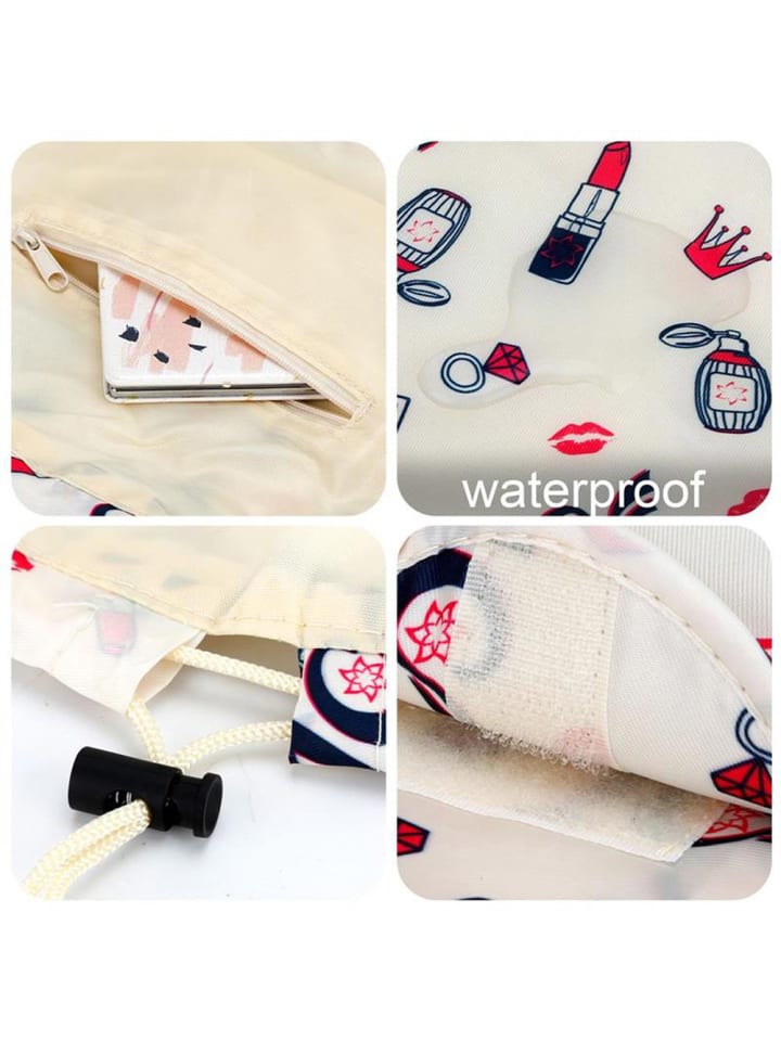 Intirilife One Step Kulturbeutel mit Kordel in CREME GIRLY MOTIV günstig kaufen onesize