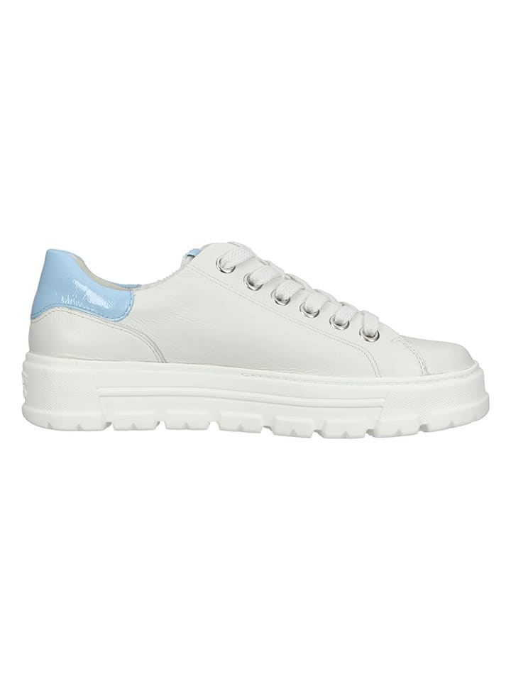 Paul Green Leder-Sneakers in Weiß/ Hellblau günstig kaufen