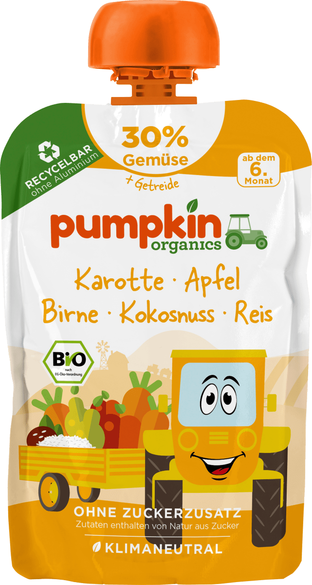 Quetschie Karotte, Apfel, Birne, Kokos & Reis, ab 6 Monaten, 100 g
