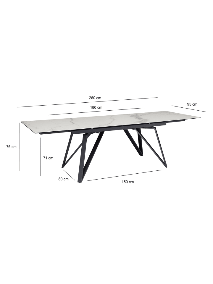 KADIMA DESIGN Esszimmertisch 180 - 260 cm Ausziehbar Keramik Glas , in Weiß günstig kaufen onesize