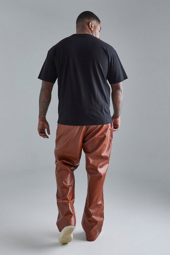 Plus Slim-Fit PU-Schlaghose