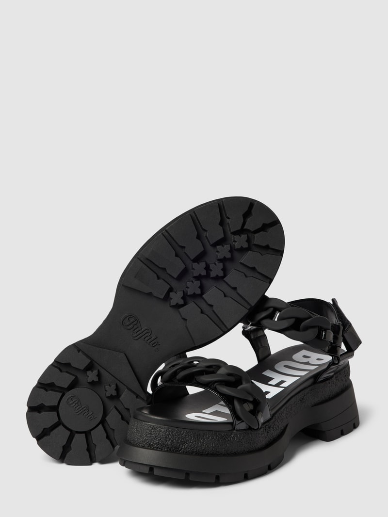 Sandalen mit Label-Print in schwarz
