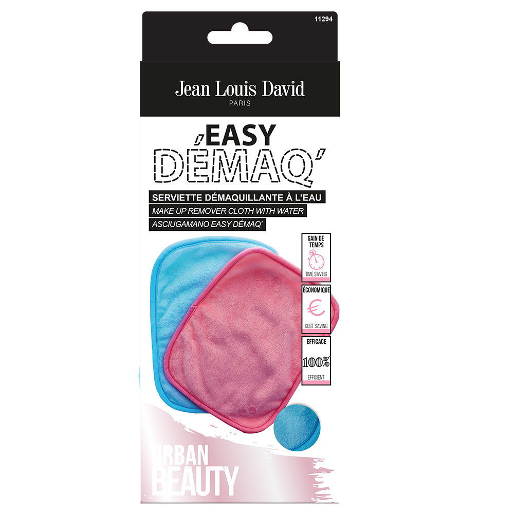 Jean Louis David EASY DEMAQ' SERVIETTE DEMAQUILLANTE EPONGE DEMAQUILLAGE