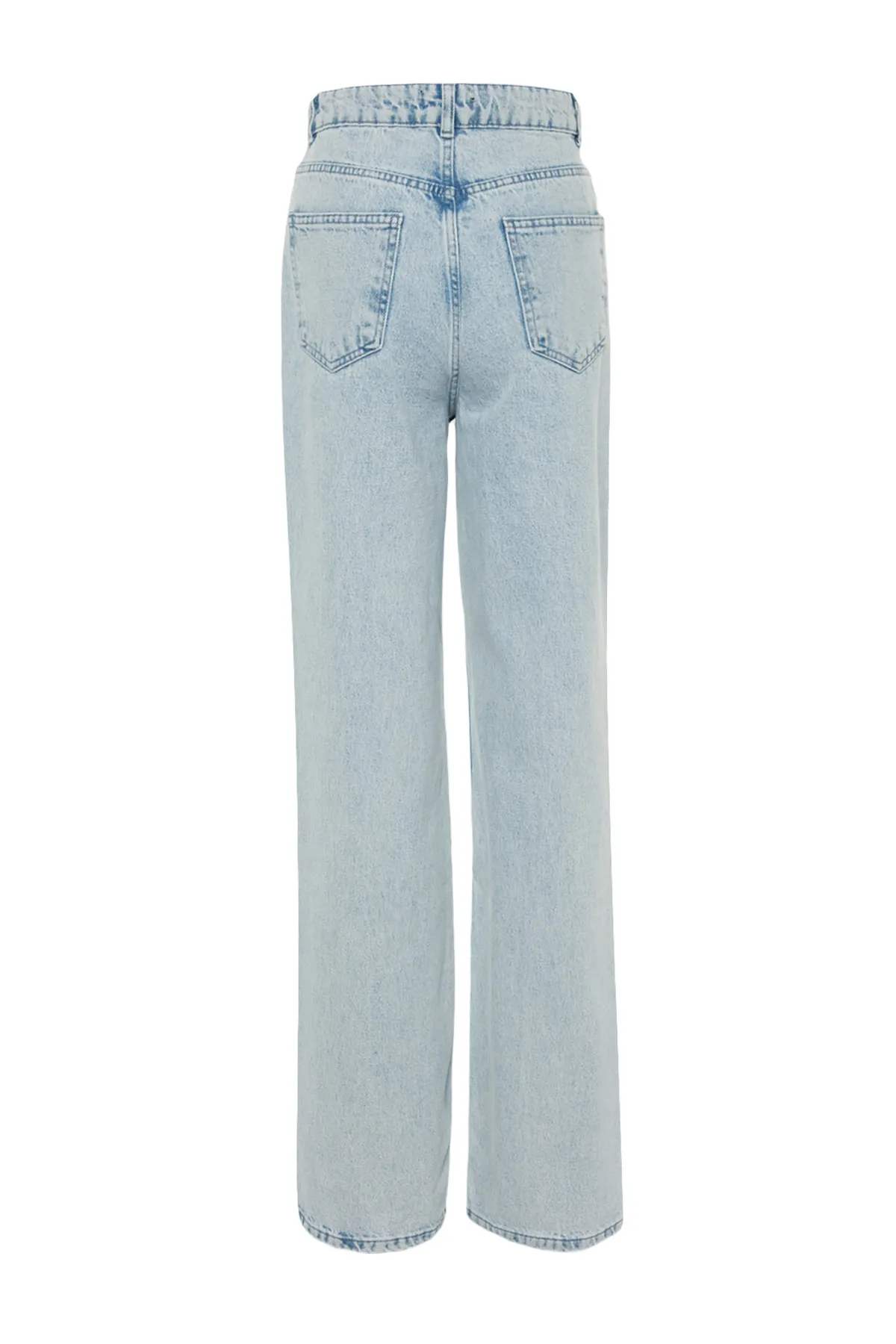 Trendyol Collection  Hellblaue Jeans mit hoher Taille und weitem Bein und Steindetail TWOSS23JE00053