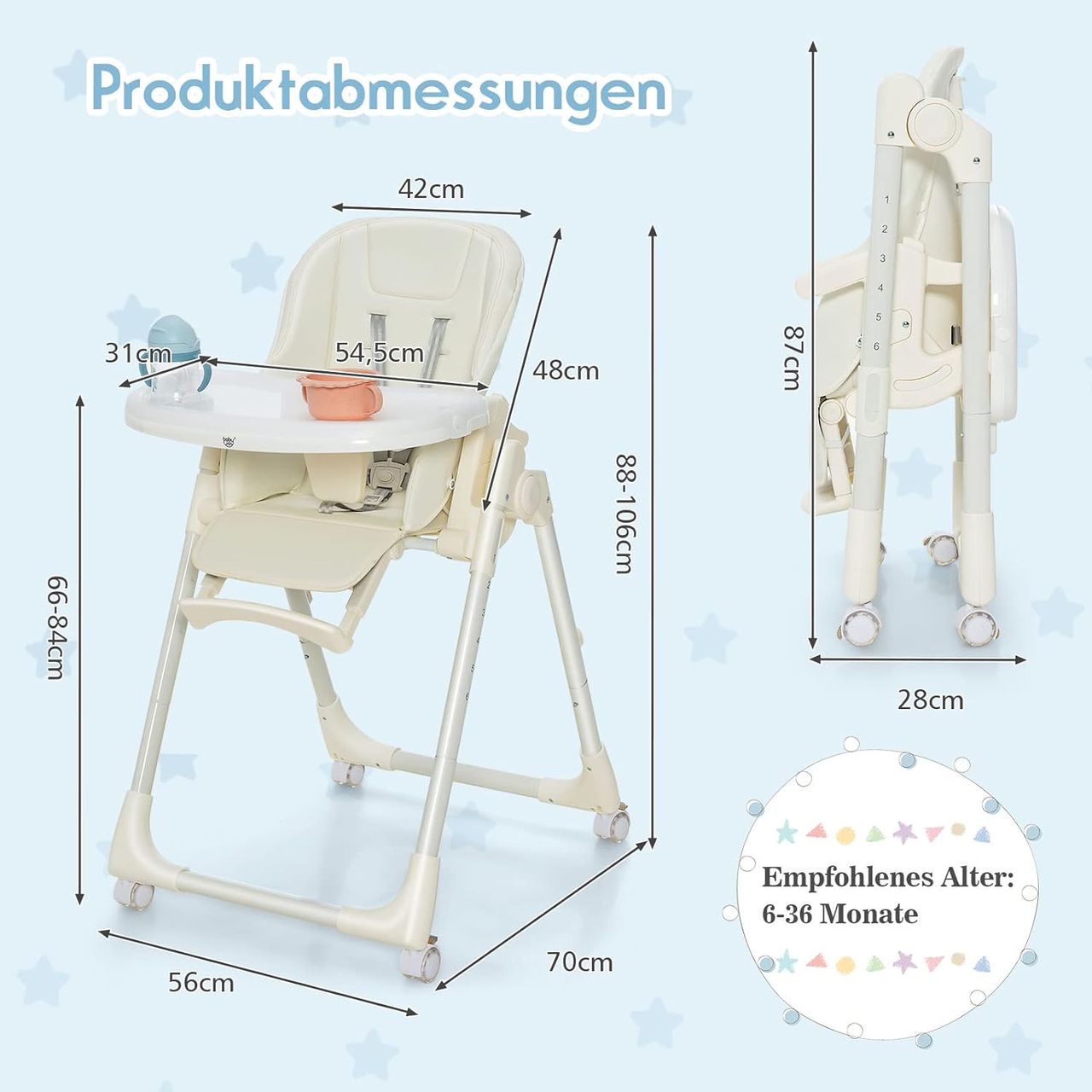 Costway Babyhochstuhl klappbar