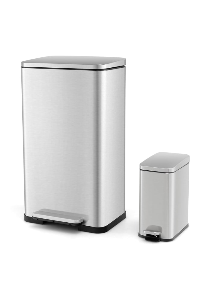 COSTWAY Mülleimer 2er Set 40L 6L in Silber günstig kaufen onesize