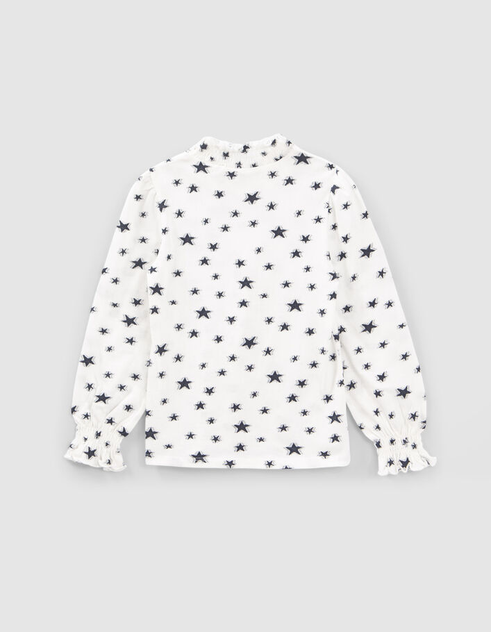 T-shirt blanc cassé all-over jacquard étoiles fille
