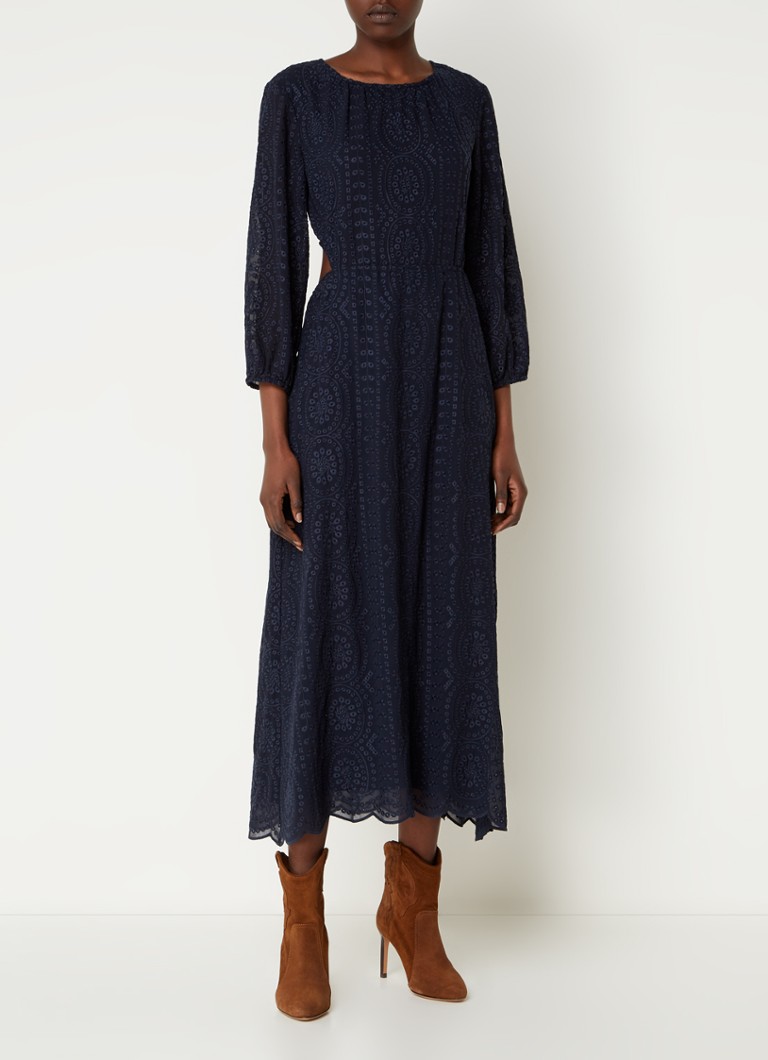 Vestido midi Bettina de ba&sh bordado con detalles calados.