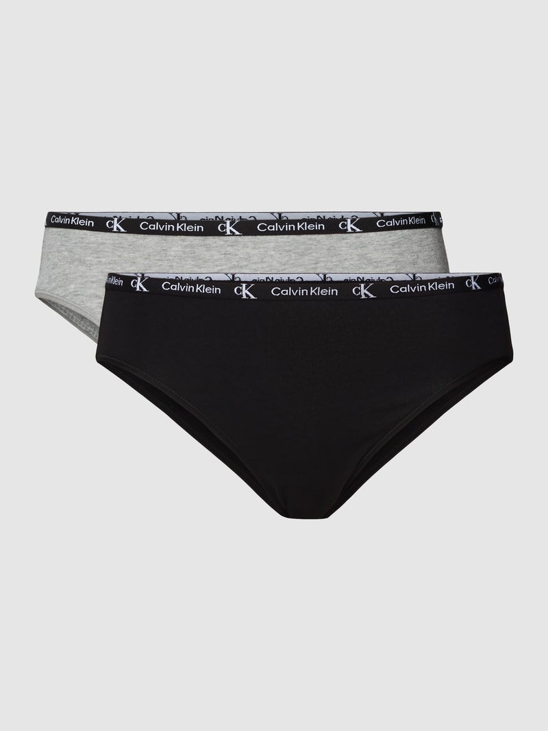 Slip mit Label-Schriftzug Modell 'Unifarbenes Design' im 2er-Pack in schwarz