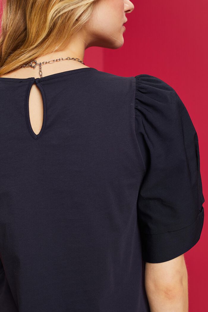 T-Shirt mit Strukturmix, 100 % Baumwolle