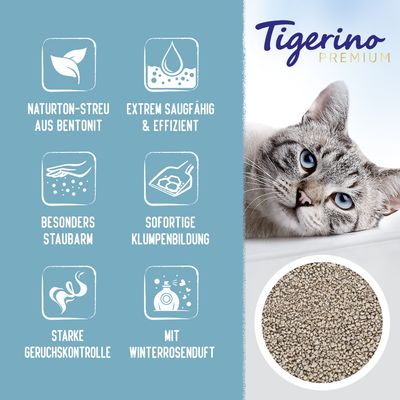 Tigerino Premium Katzenstreu – Winterrosenduft – Limitierte Winter-Edition