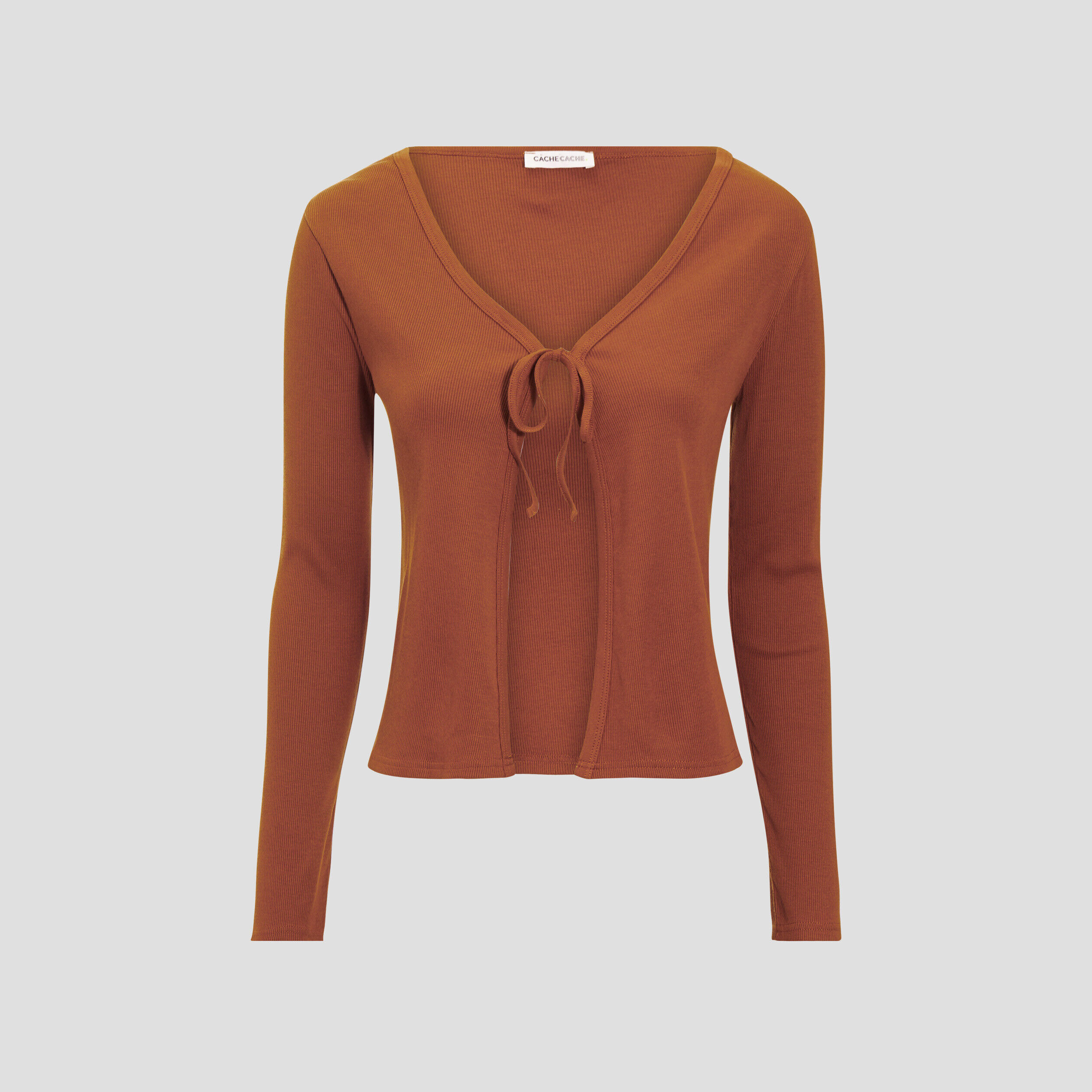 Gilet manches longues marron femme | Cache Cache