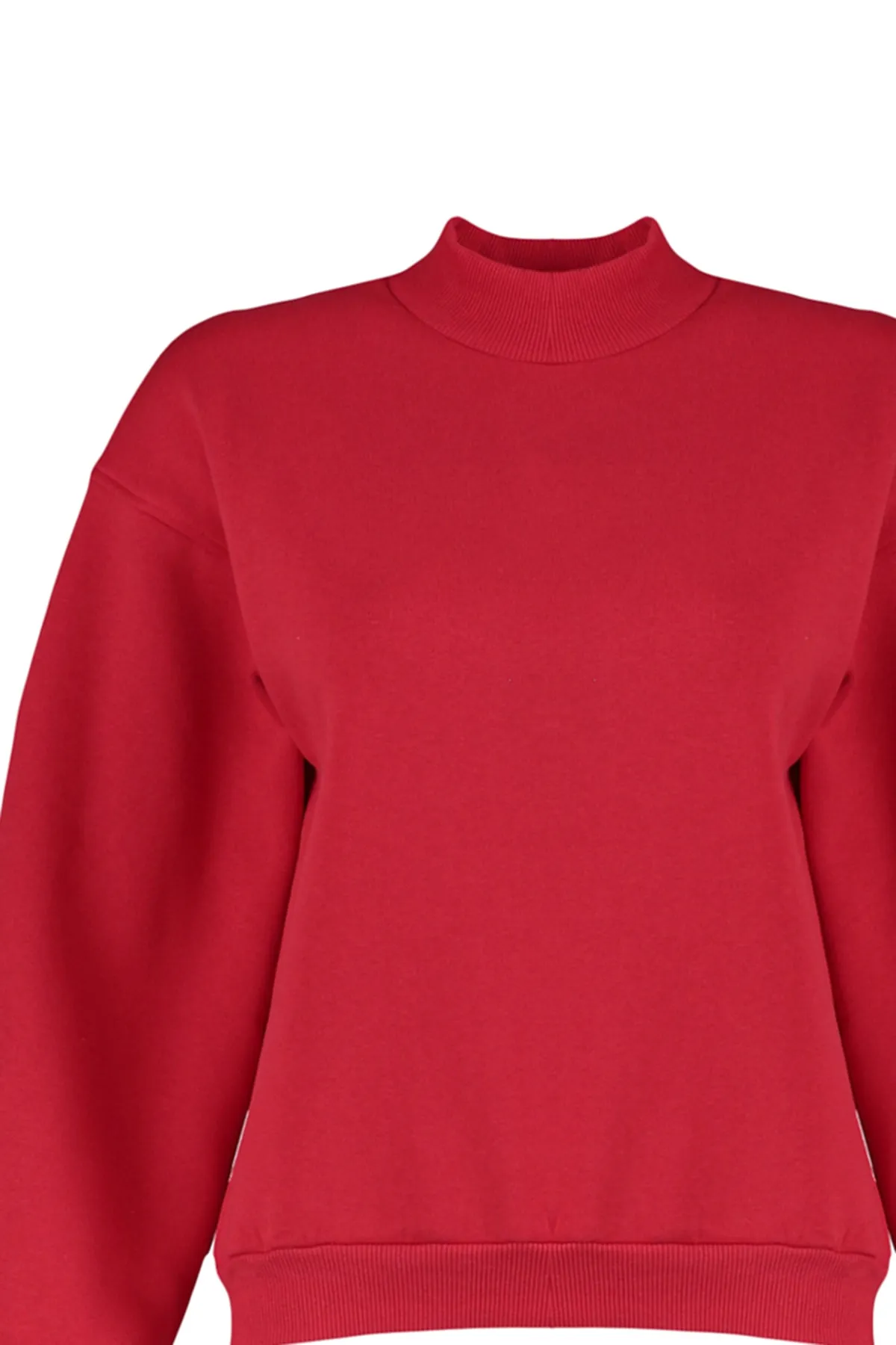 Trendyol Collection  Roter dicker Fleece-Innenstoff mit Stehkragen, entspannte/bequeme Passform, Strick-Sweatshirt TWOAW20SW0584