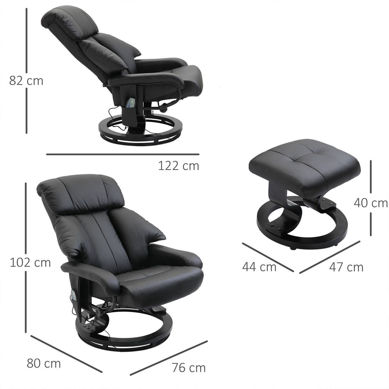 HOMCOM Massagesessel mit Fußhocker, Relaxsessel, Elektrischer Fernsehsessel