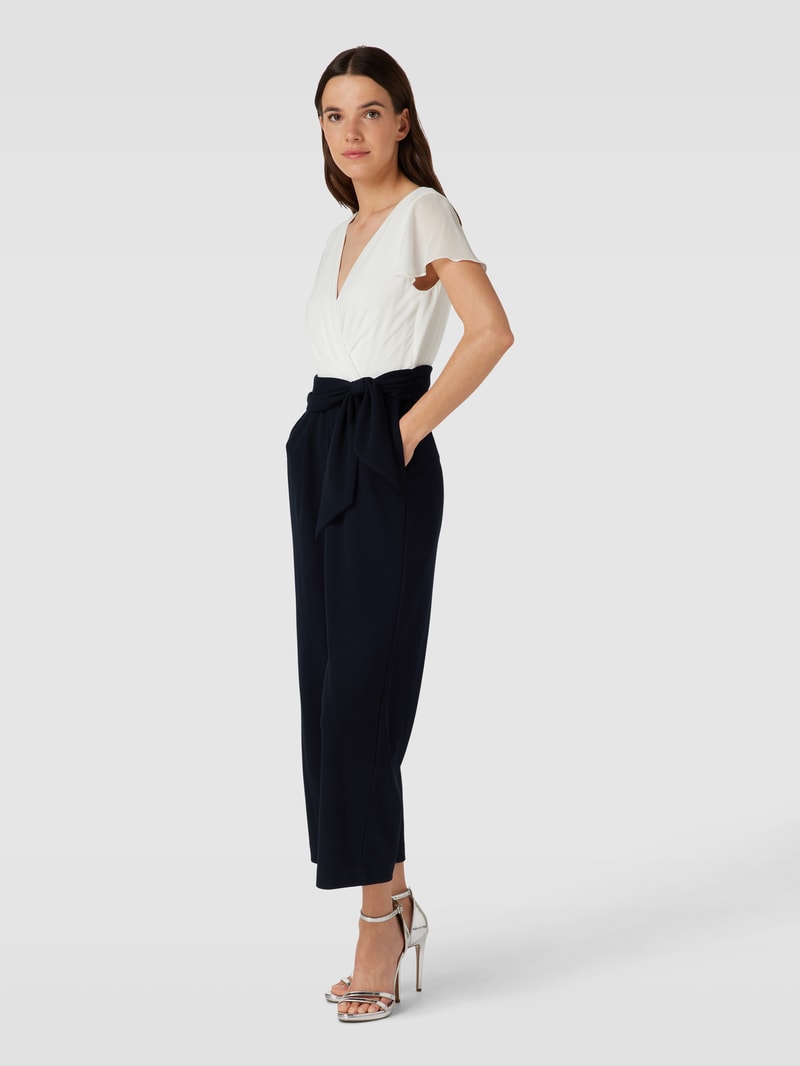 Jumpsuit mit Knoten-Detail in marineblau meliert