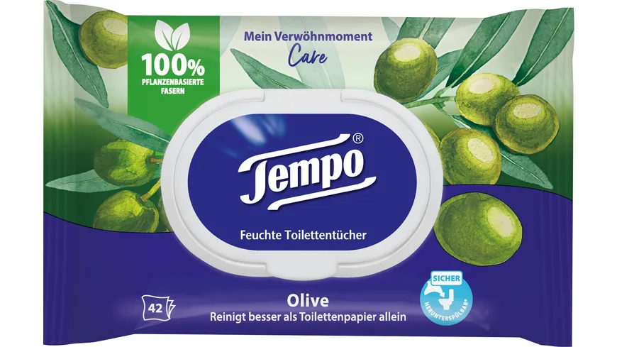 Tempo feuchte Toilettentücher Mein Verwöhnmoment Care Olive