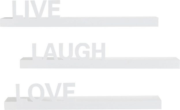 my home Deko-Wandregal Live - Love - Laugh, Set 3-tlg., Dekoregal, Wanddeko, mit Schriftzug