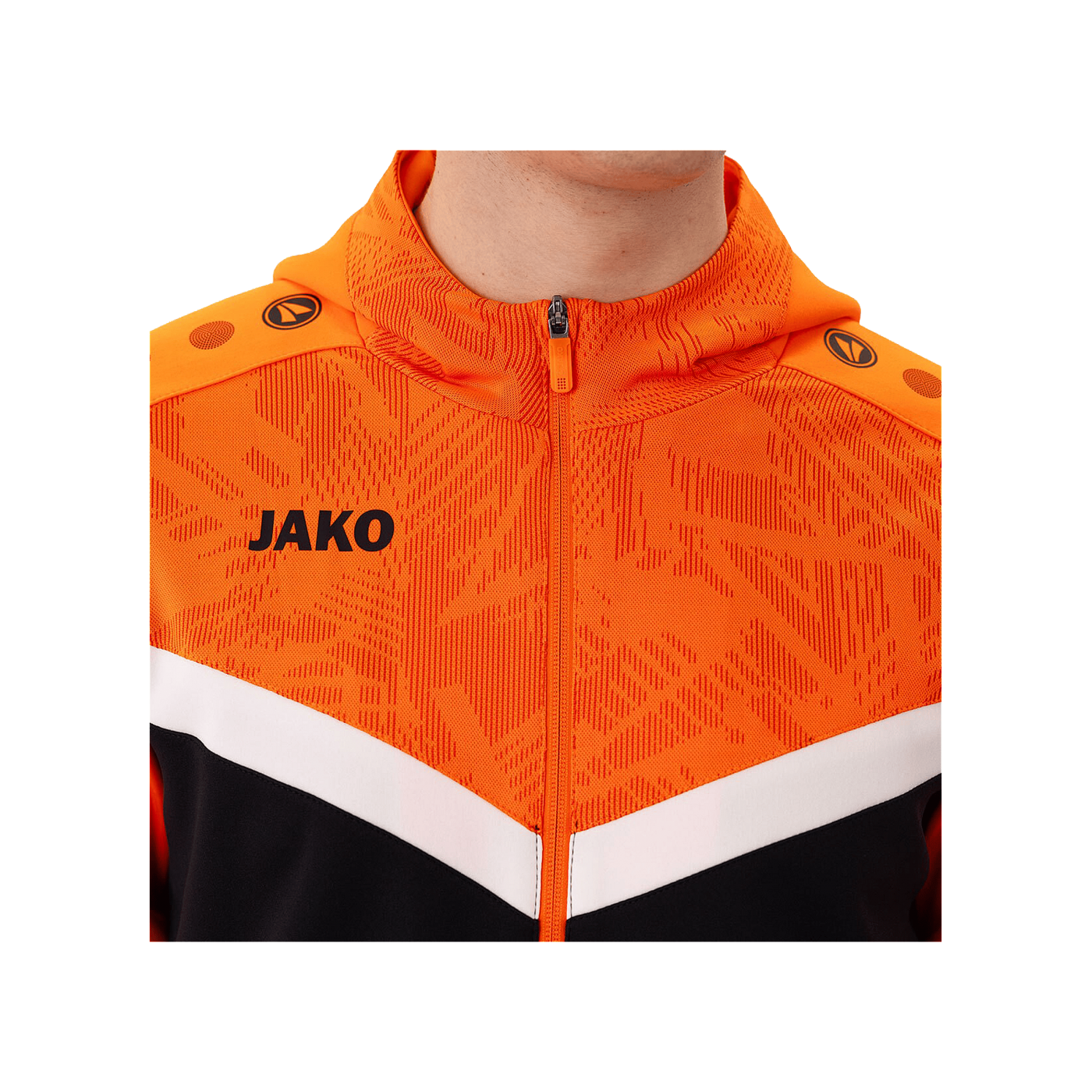 JAKO Icon Kapuzenjacke Schwarz Orange F807