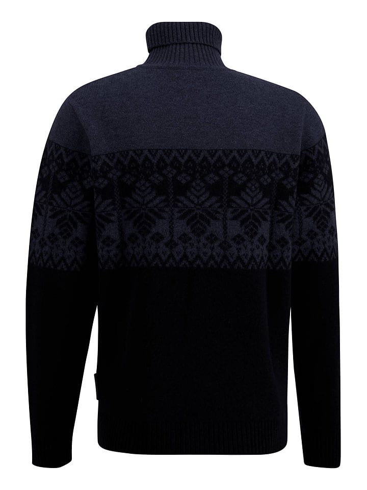 FYNCH-HATTON Wollrollkragenpullover in Schwarz/ Dunkelblau günstig kaufen