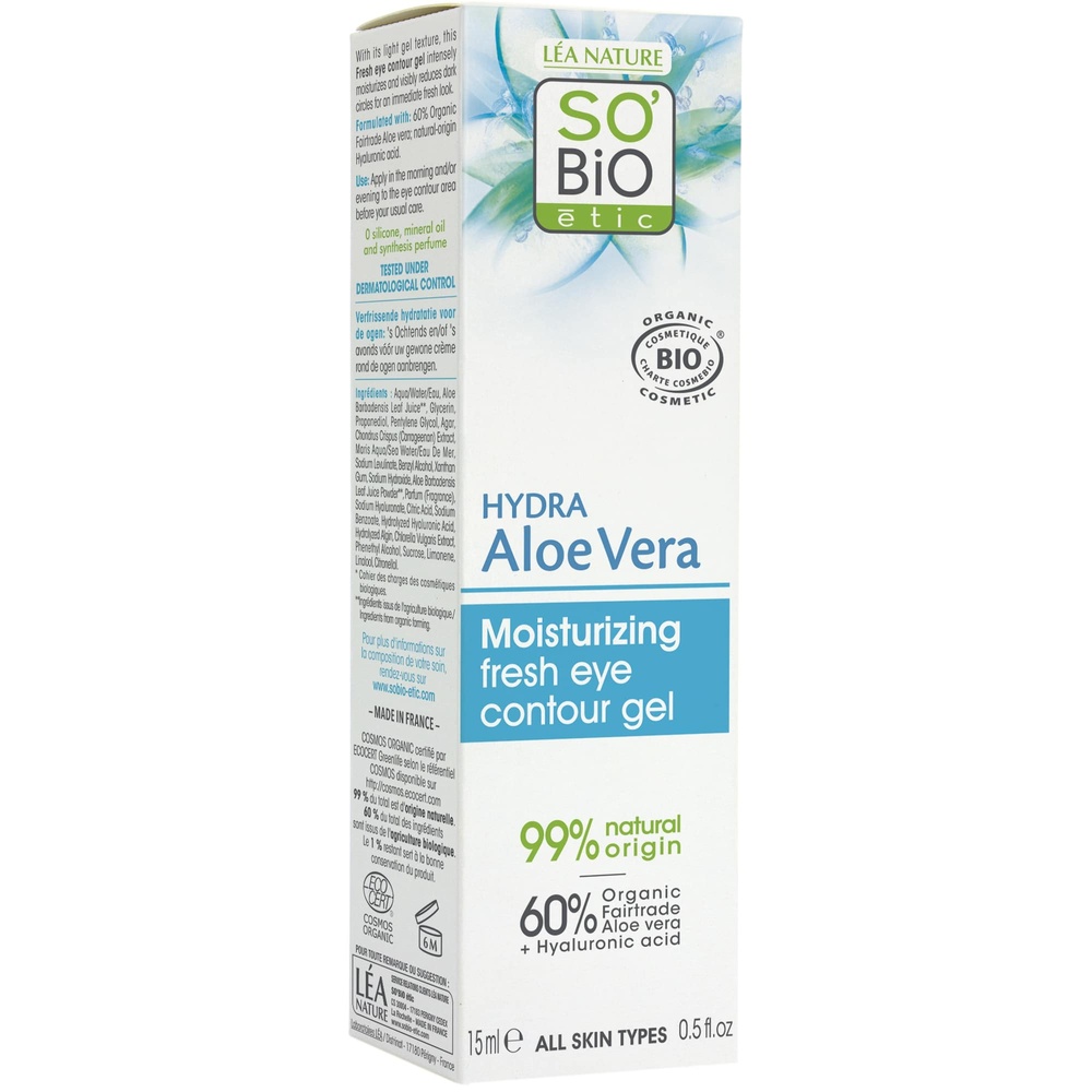 LÉA NATURE SO BiO étic Gel frais contour yeux hydratant¹, toustypes de peaux,          Hydra Aloe Vera Gel frais