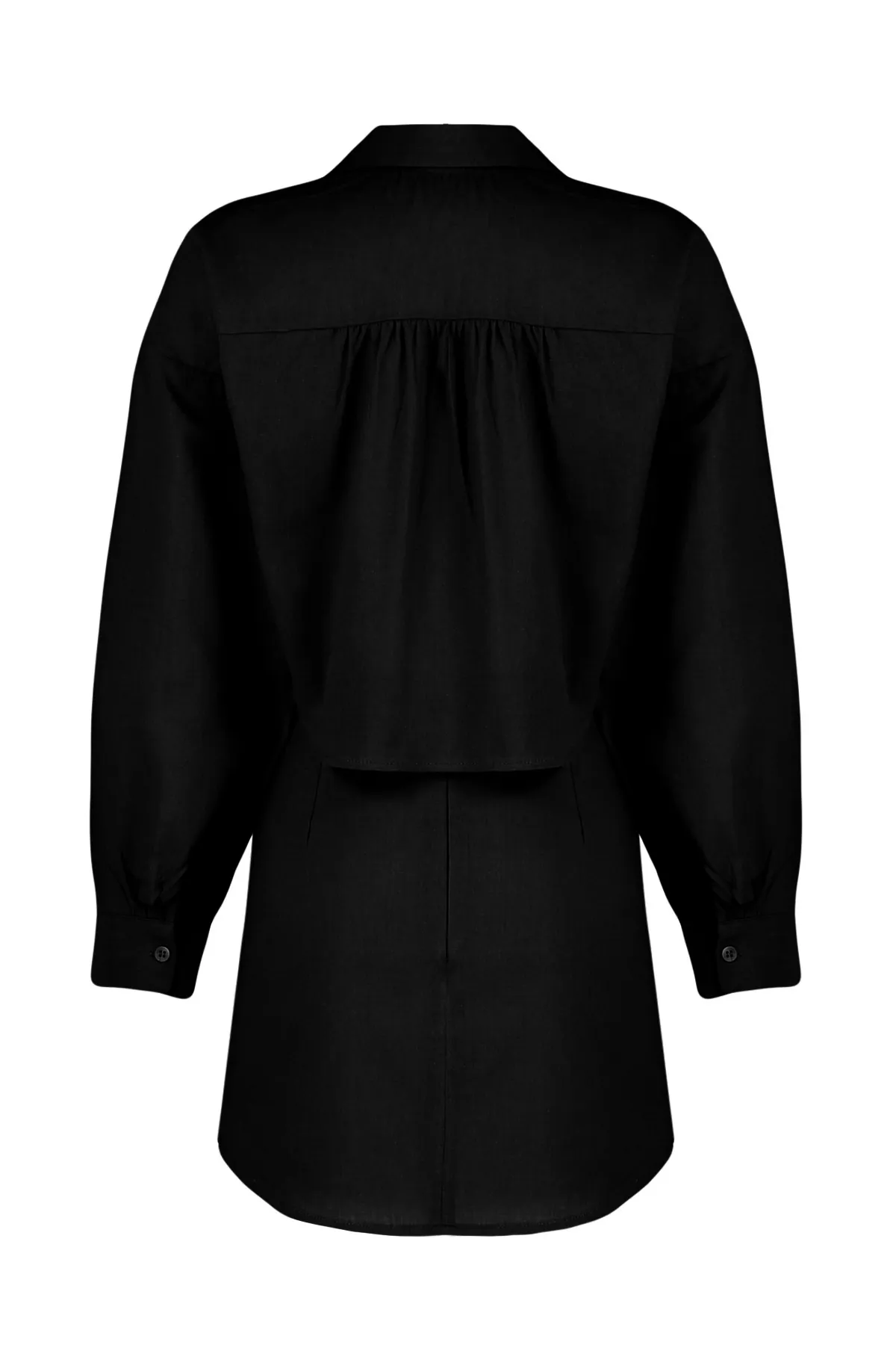 Trendyol Collection  Schwarz gewebtes Hemdrock-Set aus 100 % Baumwolle TBESS24AU00022