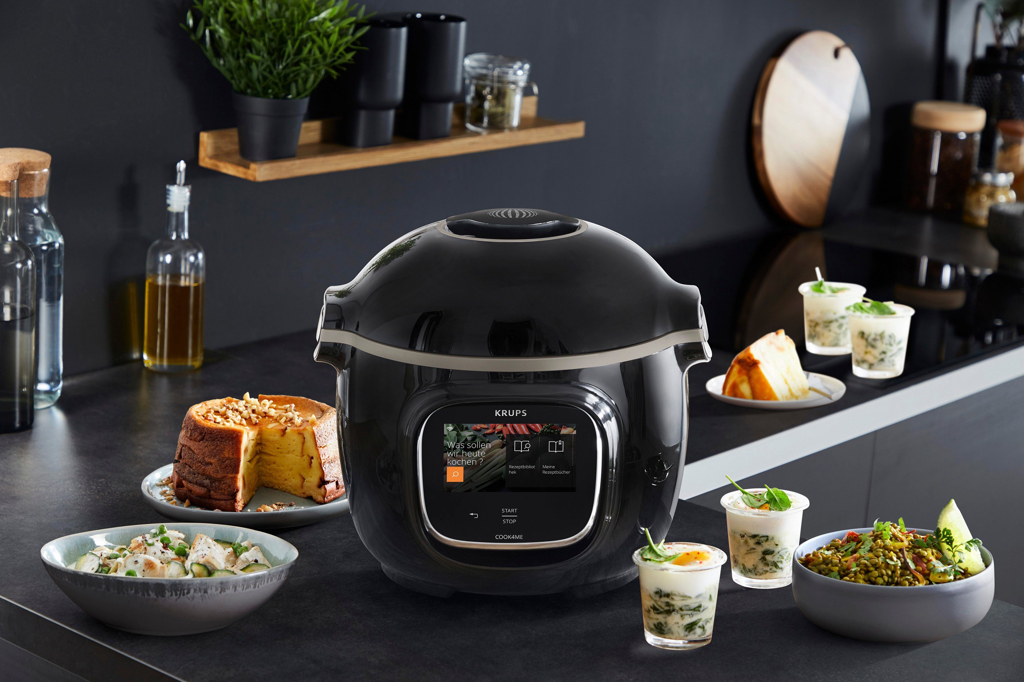 Krups Multikocher CZ9128 Cook4Me Touch, 1600 W, 6 l Schüssel, elektr. Schnellkochtopf, WLAN-fähig, 250 Rezepte, 13 Gareinstellungen