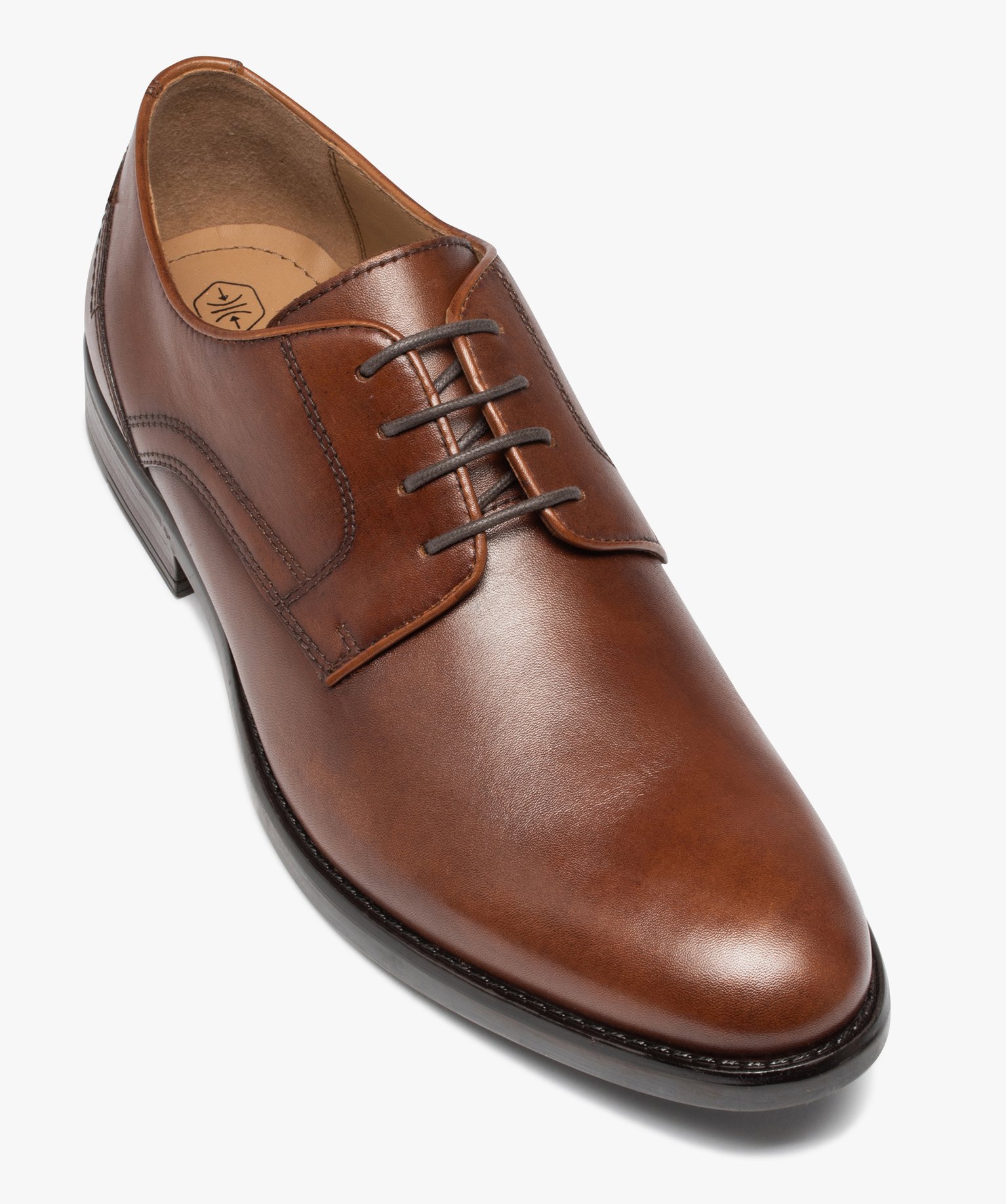 Derbies homme unies en cuir à lacets ronds marron | GEMO