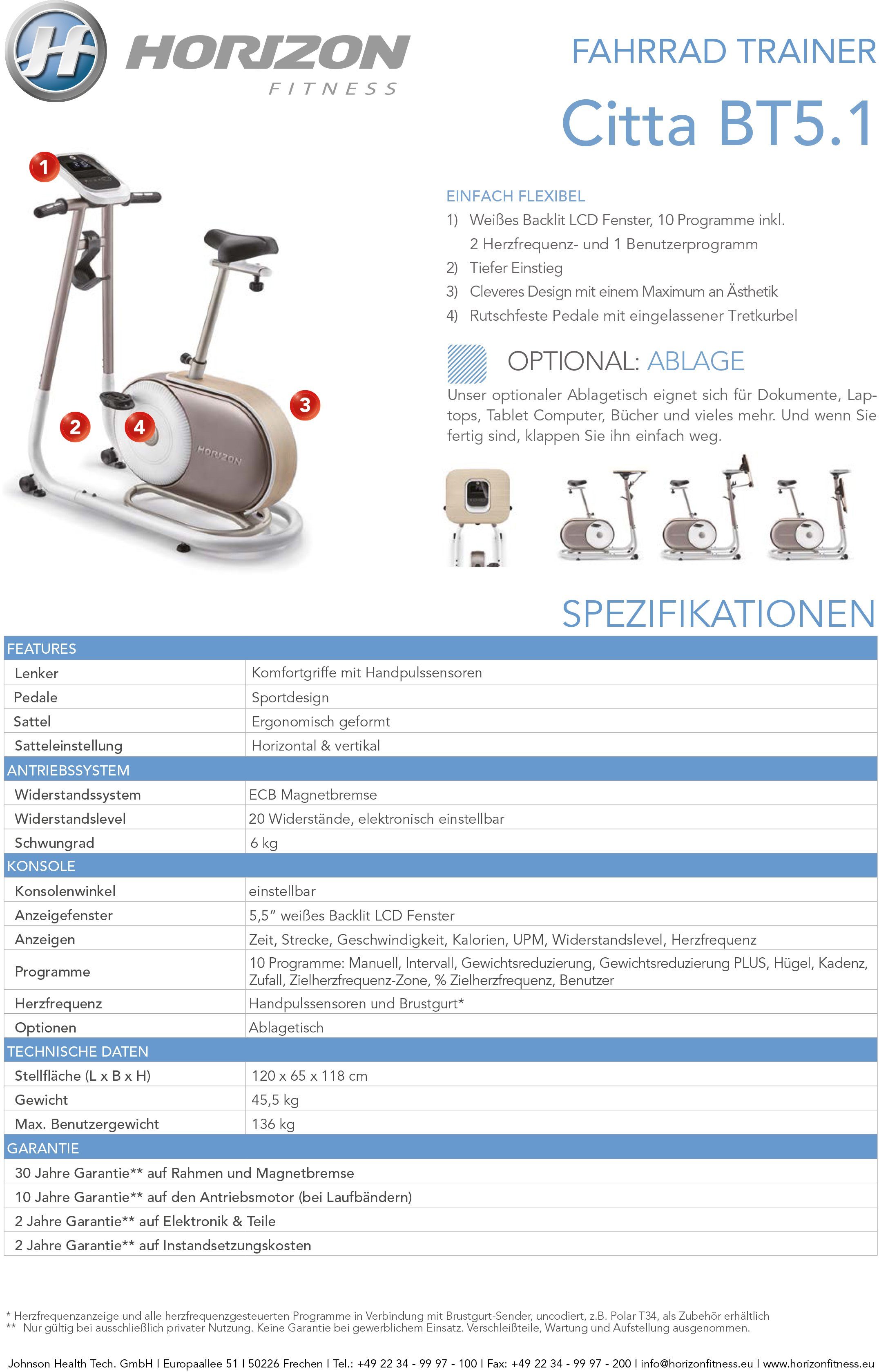 Horizon Fitness Heimtrainer Citta BT5.1
