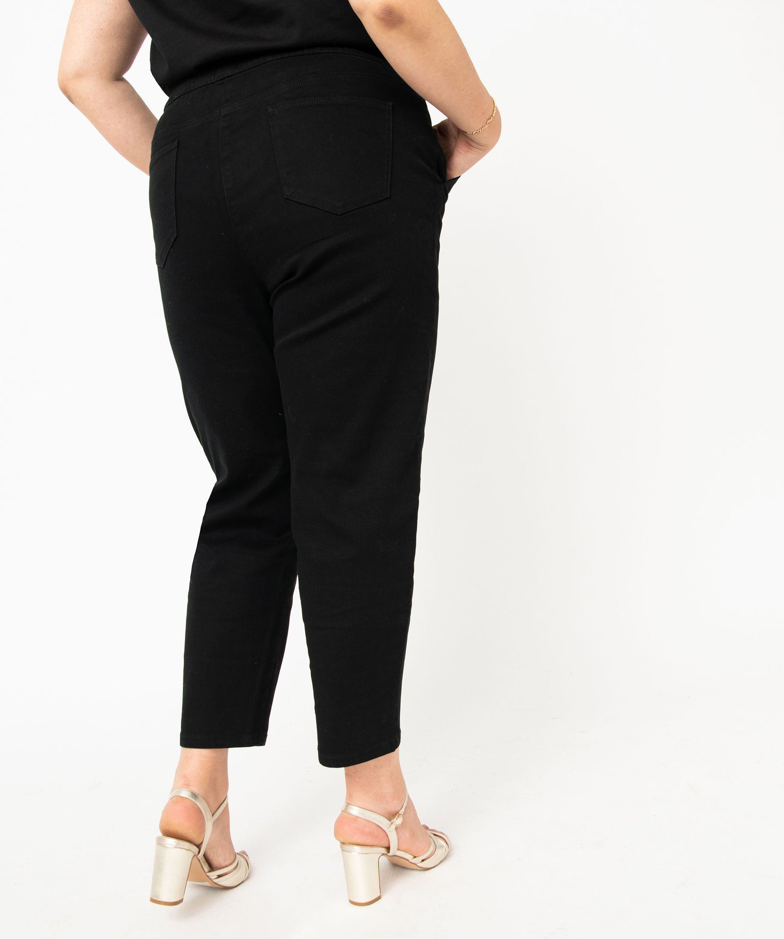 Pantalon slouchy à taille élastique femme grande taille noir | GEMO