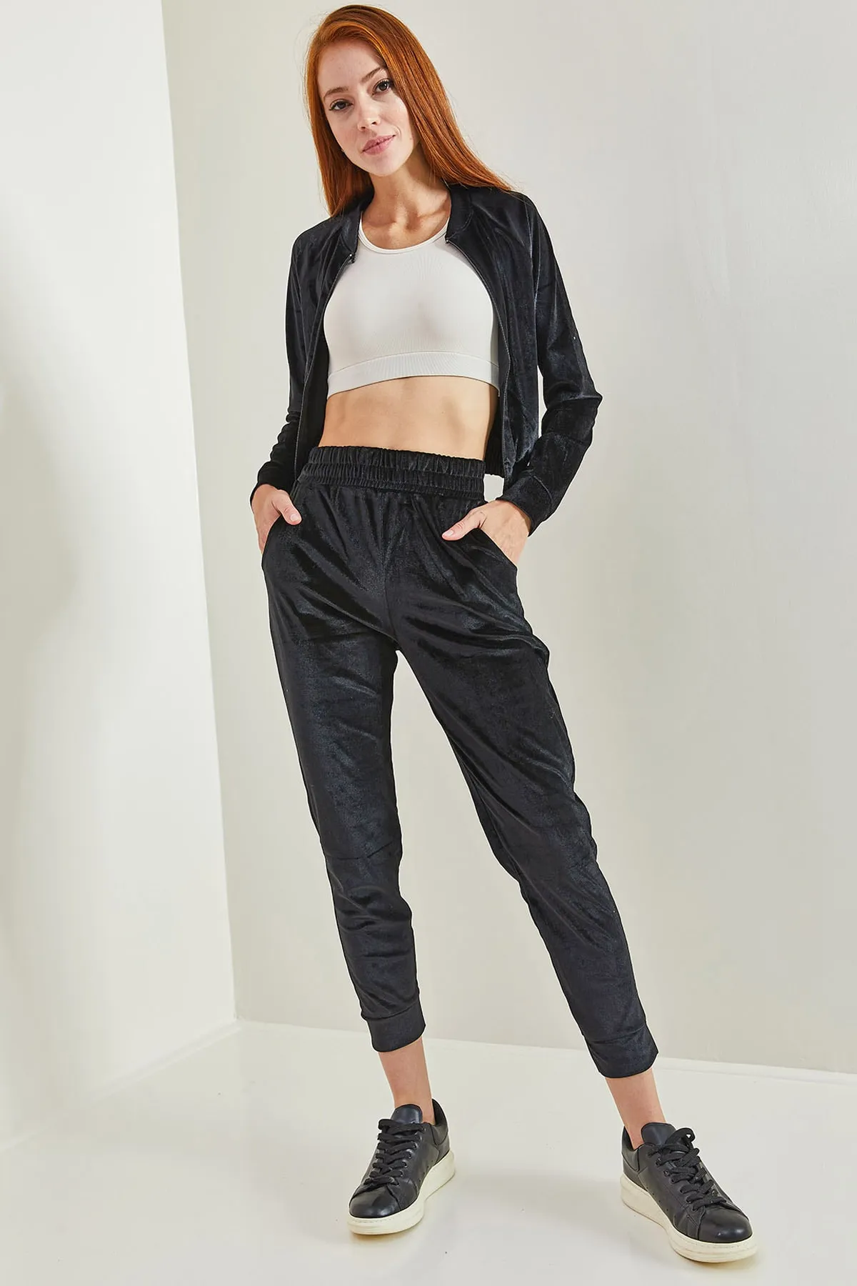 Bianco Lucci  Damen-Samtunterteil-Top-Set 6090