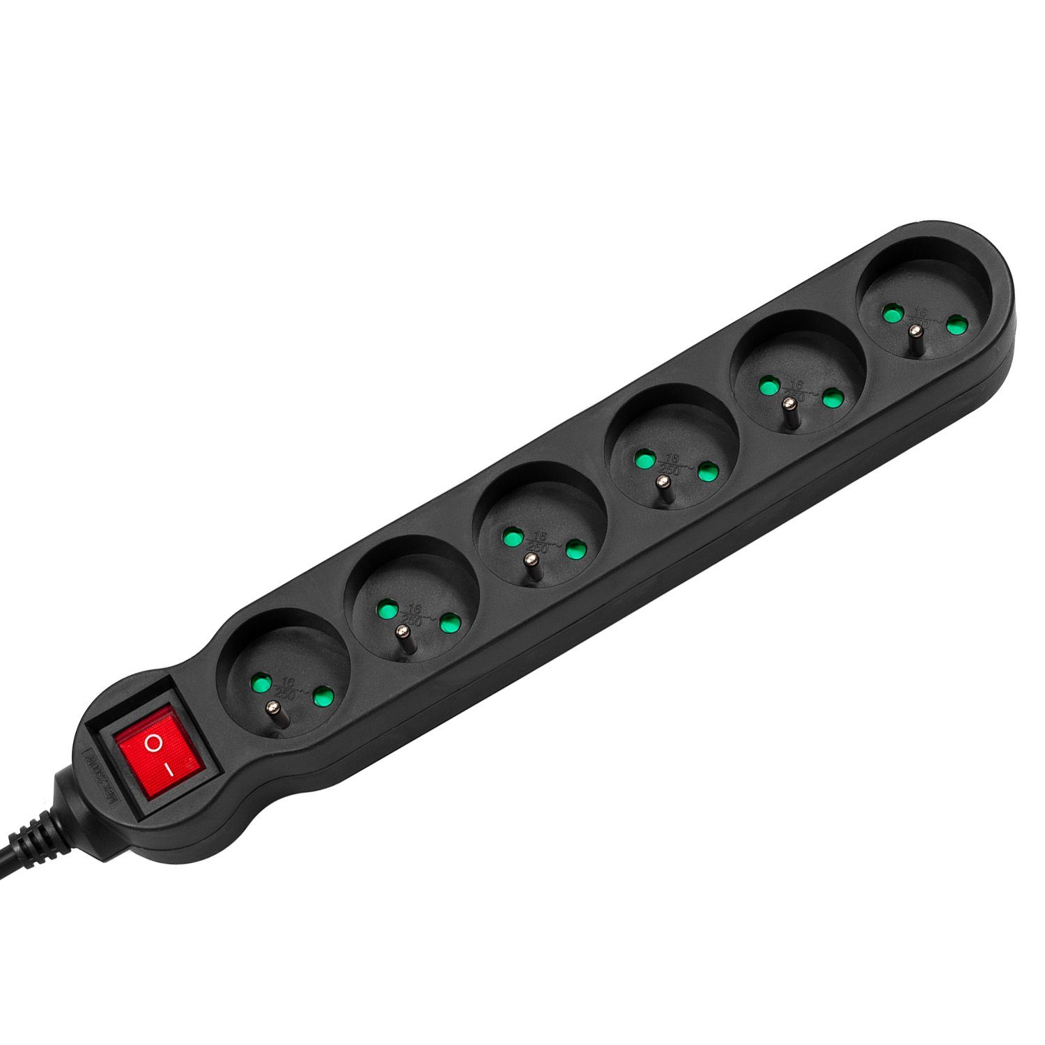 Maclean MCE187/MCE188 Steckdosenleiste 6-fach (Kabellänge 3 m), Verlängerungskabel Steckdosenleiste Maclean 6 Outlets Cable 3m/5m