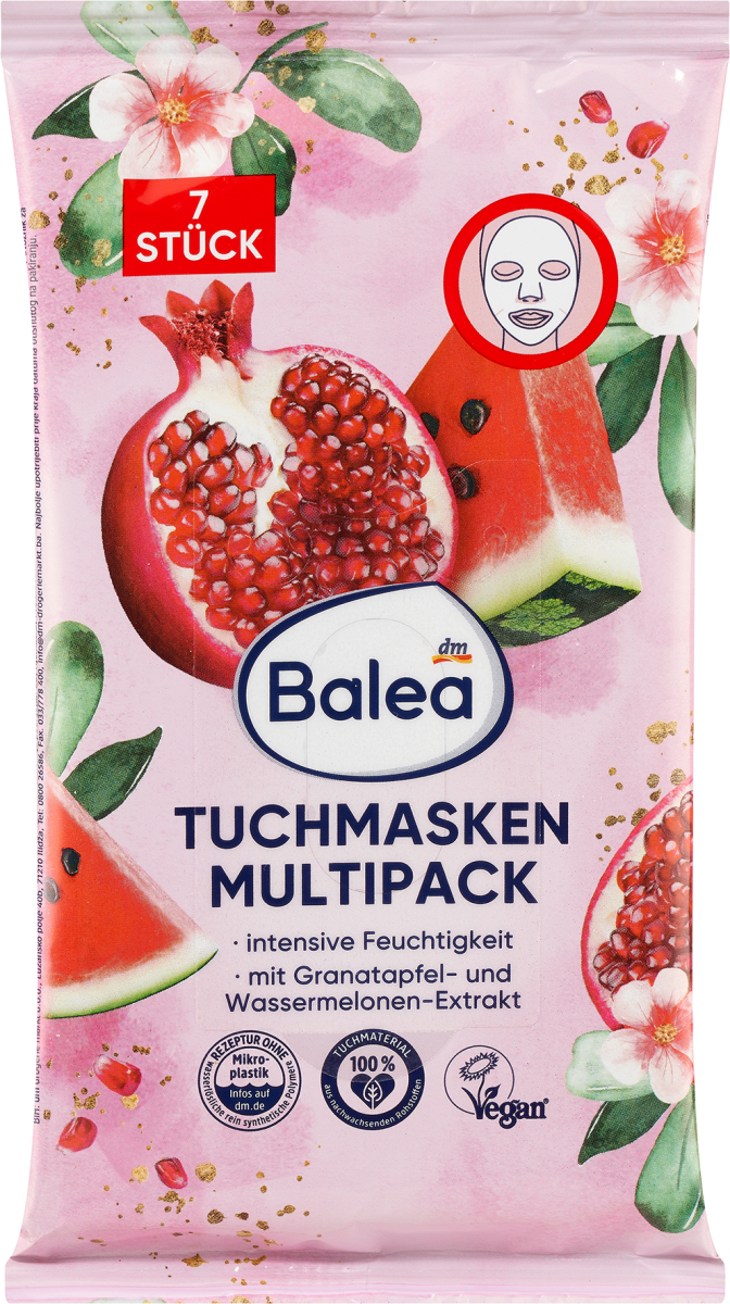 Tuchmasken Multipack Granatapfel-Wassermelone, 7 St