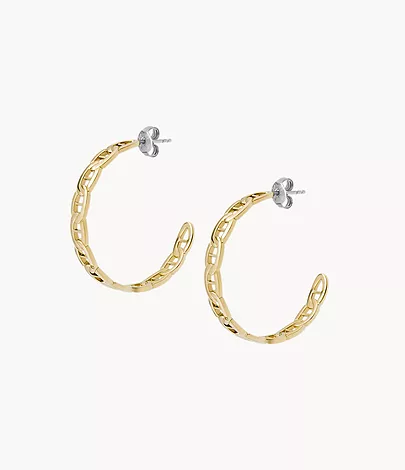 Fossil Creolen-Ohrringe Heritage D-Link Edelstahl goldfarben