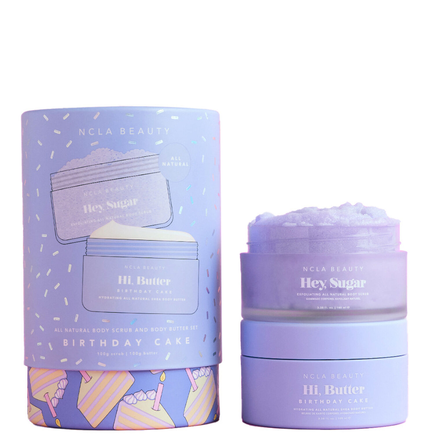 NCLA Beauty All Natural Body Care Set - Birthday Cake Exfoliant Corps 100g + Beurre Corporel 100g