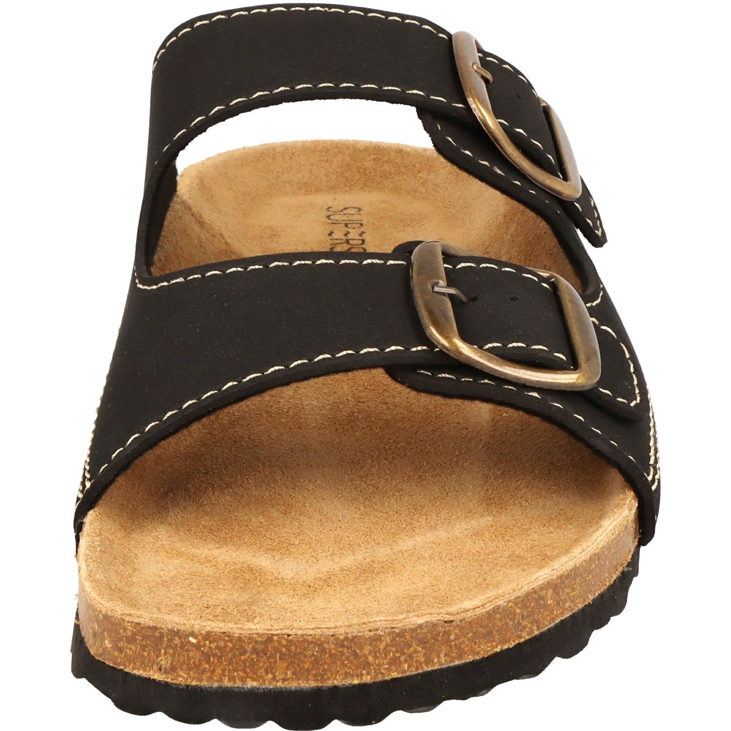 SUPERSOFT 174-001 Herren Komfort Sandalen Lederfußbett 2er Schnalle Pantolette
