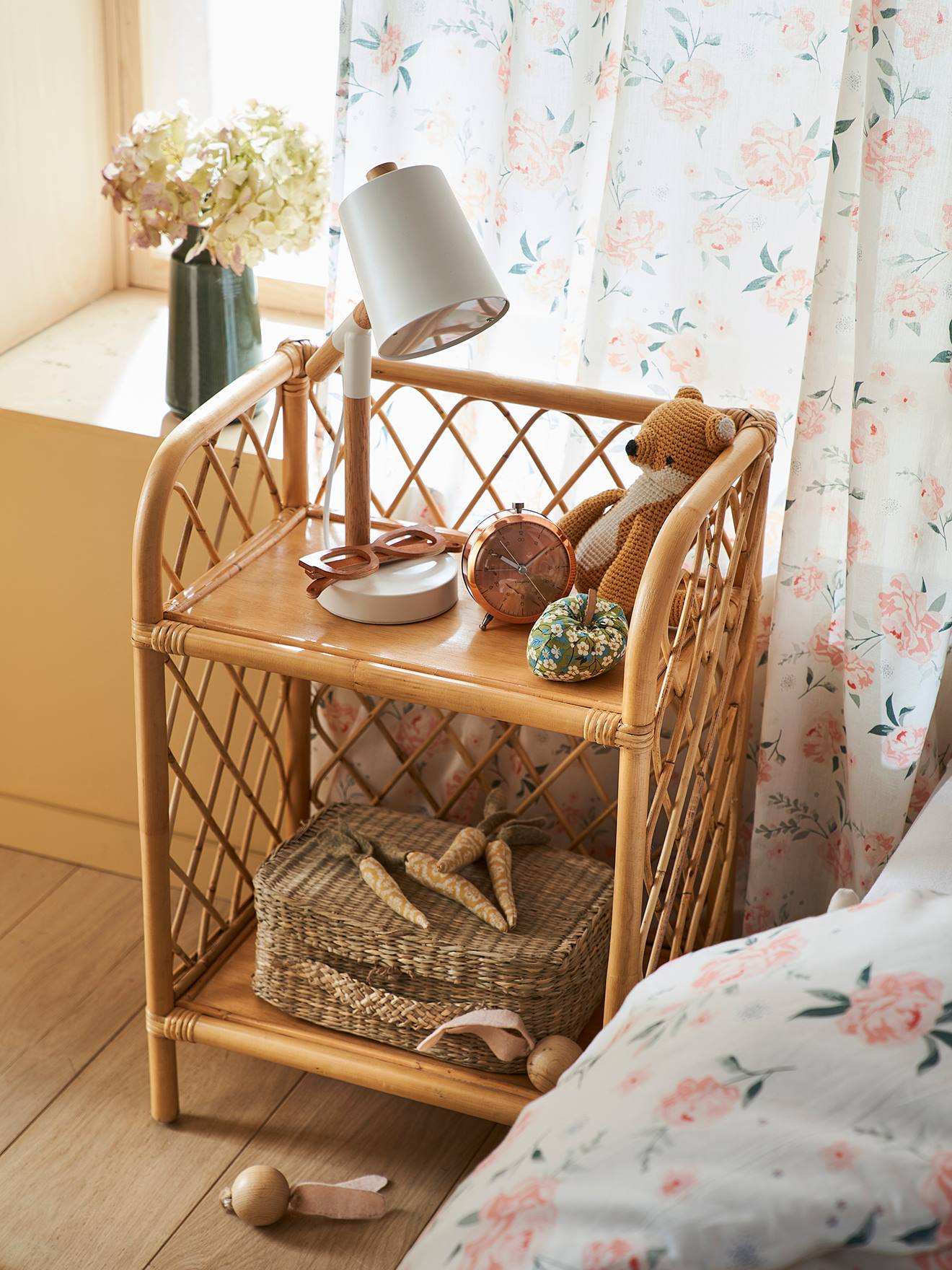 Vertbaudet Kinderzimmer Nachttisch aus Rattan BOHO - natur/rautenfrom