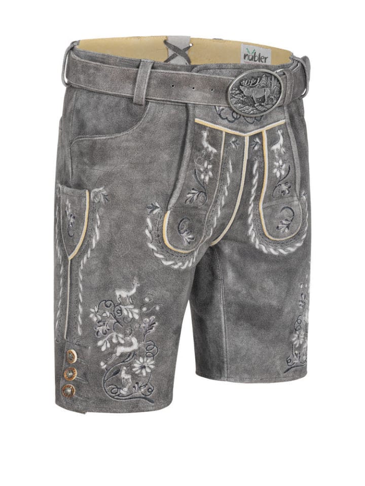 Nübler Lederhose kurz Norbert in Grau günstig kaufen 52