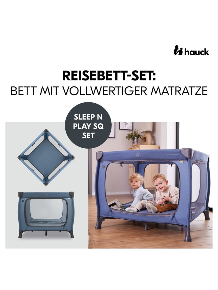 Hauck Reisebett & Laufgitter Sleep N Play SQ Set (mit Komfort-Matratze in blau günstig kaufen onesize