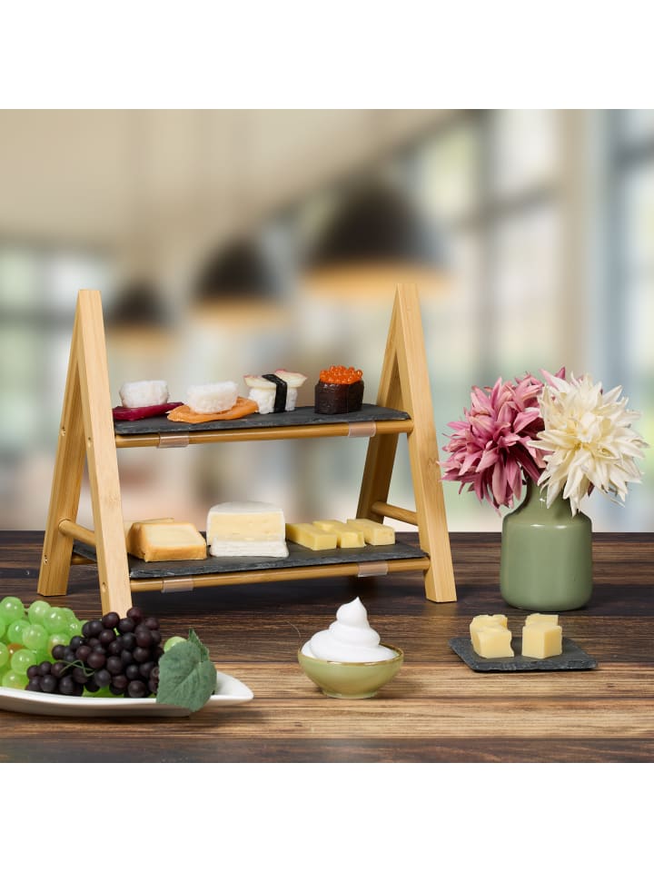 relaxdays Etagere in Natur/ Grau - (B)32 x (H)27 x (T)17 cm günstig kaufen onesize