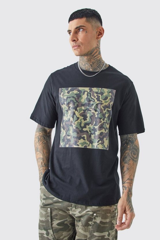Tall Oversize T-Shirt mit Camouflage-Print