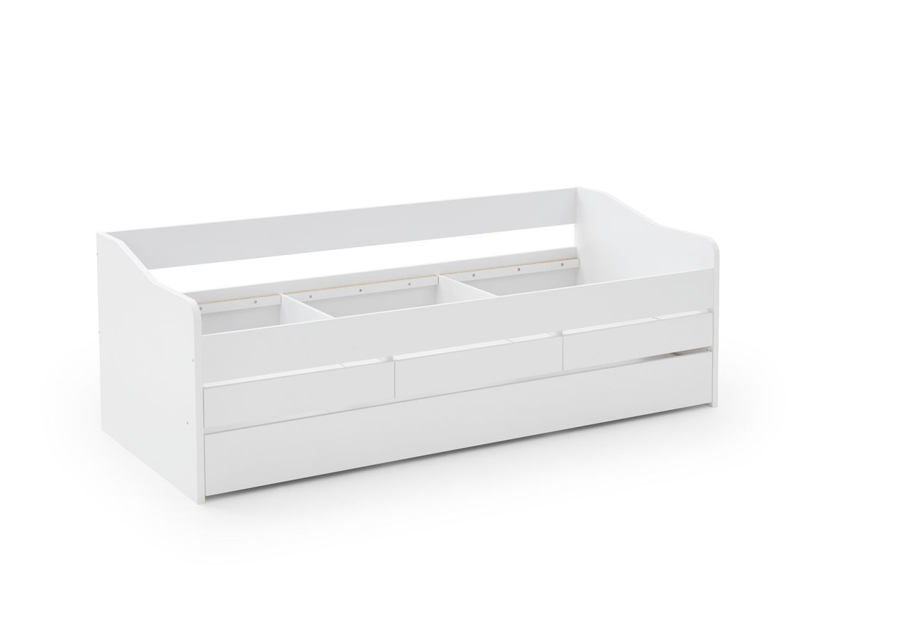Relita Funktionsbett JILL 90x200 ohne Lattenrost, 3 Schubladen u. Bettschublade Dekor Weiß